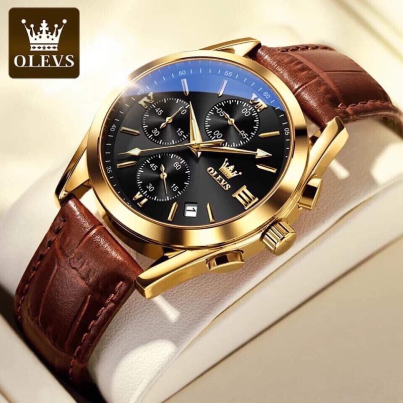 Olevs Luxury Mans Leather Belt Watch - Black